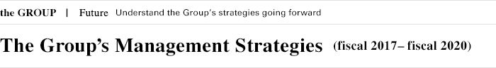 the GROUP Future Understand the Group's strategies going forward The Group's Management Strategies (fiscal 2017–fiscal 2020)