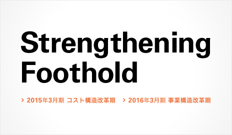 Strengthening Foothold > 2015年3月期 コスト構造改革期 > 2016年3月期 事務構造改革期